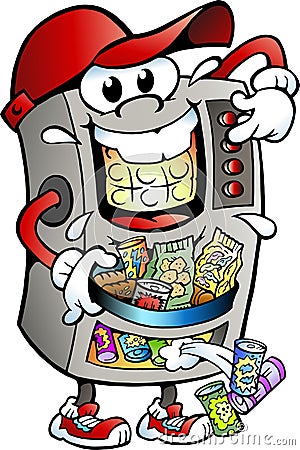 Vector Cartoon illustration of a Vending Machine selling Snacks Vector Illustration