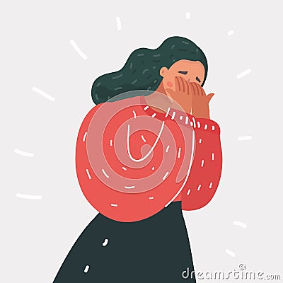 Weeping woman emotions grief. Vector Illustration