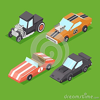 Vector Cartoon Isometric Super Cars Vector Illustration