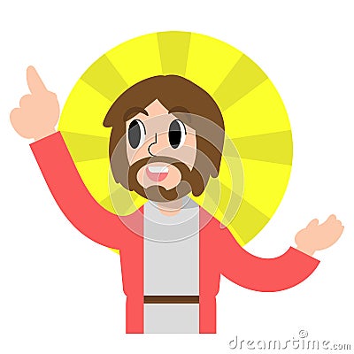 A vector cartoon of Jesus giving a speech or a sermon or teaching with radiant behind his head Vector Illustration