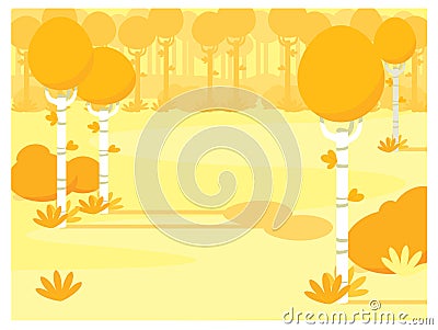 Vector cartoon landscape. yellow forest. Cartoon Illustration