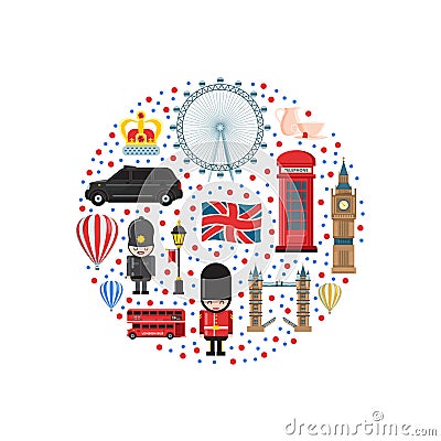 Vector cartoon London sights illustration Vector Illustration