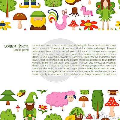 Vector cartoon magic forest background Vector Illustration