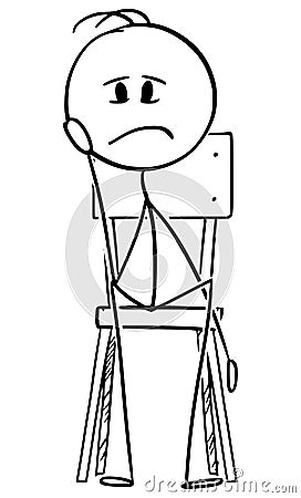 Vector Cartoon of Man of Sad or Depressed Man Sitting on Chair and Thinking Vector Illustration