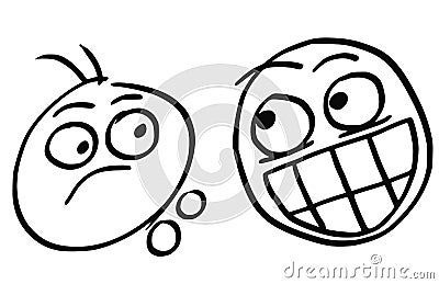 Vector Cartoon of Man Unpleasantly Surprised by Other Man with C Vector Illustration