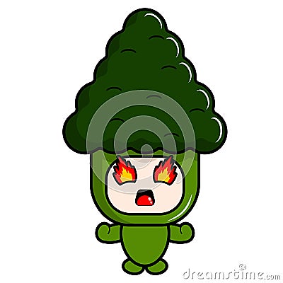 Vegetable broccoli mascot costume is angry Vector Illustration