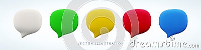 Vector cartoon minimal 3d color speech bubbles set. Realistic render of chat messaging, customer review icon, comment in Vector Illustration