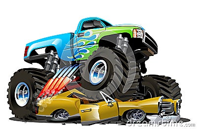 Vector Cartoon Monster Truck Vector Illustration