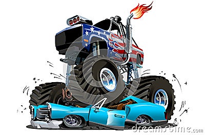 Vector Cartoon Monster Truck Vector Illustration