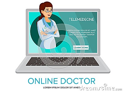 Vector cartoon online doctor consultation Vector Illustration