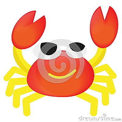 Vector Cartoon orange Crab funny Stock Photo