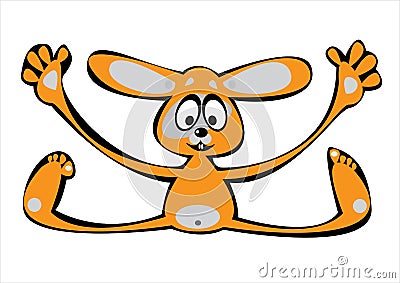 Vector cartoon orange rabbit isolated on white Vector Illustration