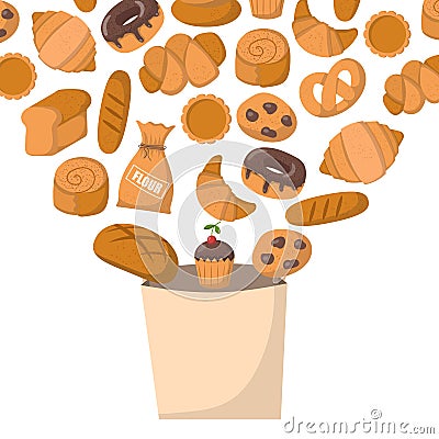 Vector cartoon pastry bakery shop Vector Illustration