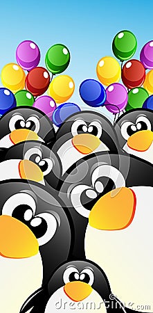 Vector cartoon penguins Vector Illustration