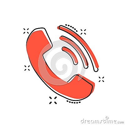 Vector cartoon phone icon in comic style. Contact, support service sign illustration pictogram. Telephone, communication business Vector Illustration