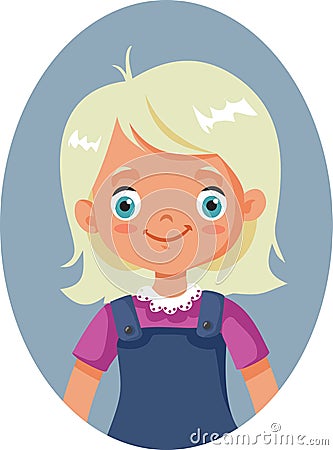 Vector Cartoon Portrait of a Happy Innocent Little toddler Girl Vector Illustration