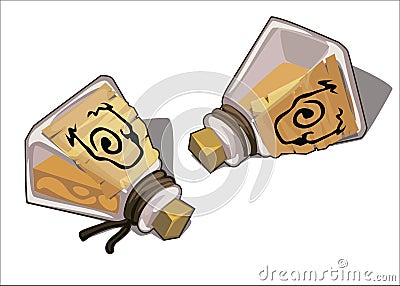 Vector cartoon potion bottles. Vector Illustration