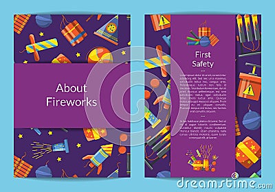 Vector cartoon pyrotechnics card, flyer Vector Illustration