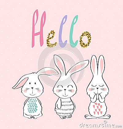 Vector cartoon rabbits Vector Illustration