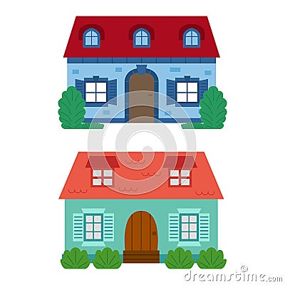 Vector cartoon rent vacation houses Vector Illustration