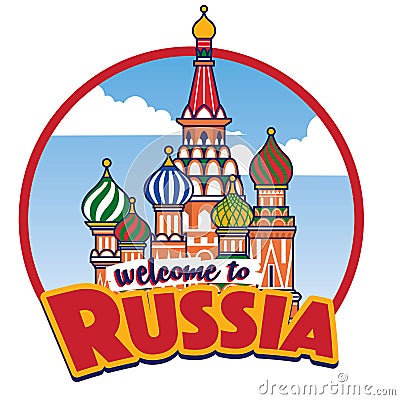 Cartoon saint basil cathedral russia landmark Vector Illustration