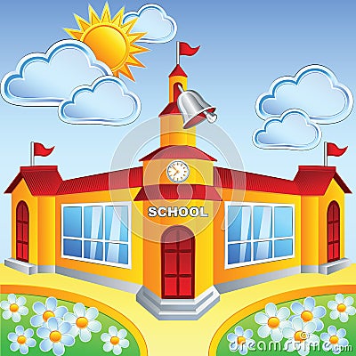 Vector cartoon school building Vector Illustration