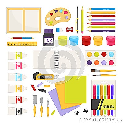 Vector cartoon set painting tools Vector Illustration