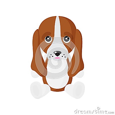 Vector cartoon sitting dog of Basset Hound breed Vector Illustration