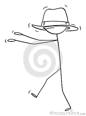 Vector Cartoon Illustration of Man or Businessman Walking Blind Because His Hat is Too Big for Him Vector Illustration