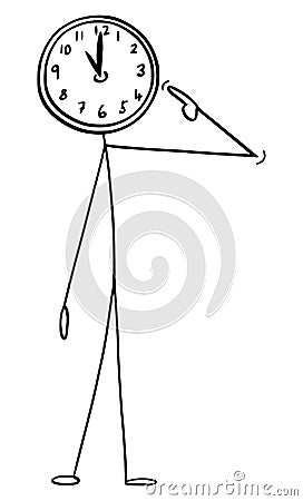 Vector Cartoon Illustration of Man or Businessman With Clock as Head. Concept of Time Management and Working Under Vector Illustration