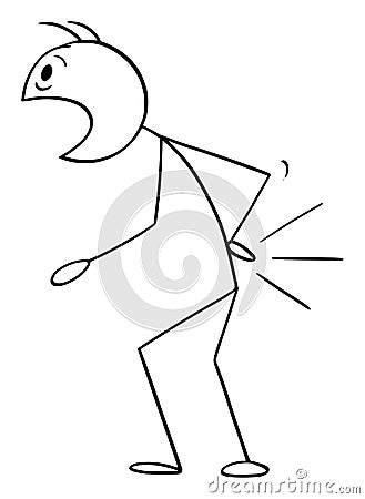 Vector Cartoon of Man with Lower Back Pain Vector Illustration