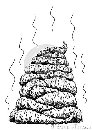 Vector Cartoon Illustration of Pile, Heap or Mountain of Stinky Excrement or Shit. Vector Illustration