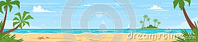 Tropical island sea shore Vector Illustration