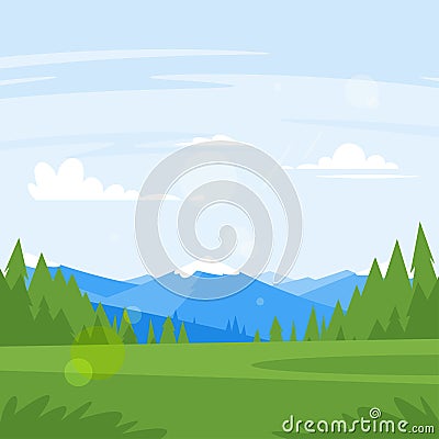 Rocky mountains and forest Vector Illustration