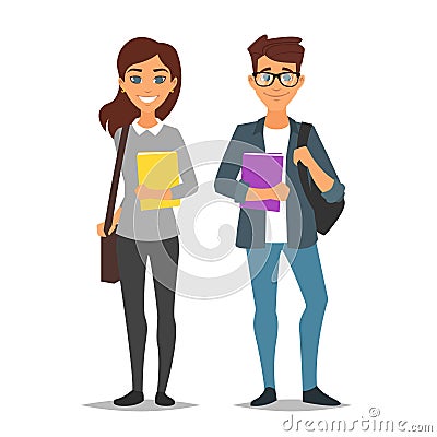 Student man and woman Vector Illustration