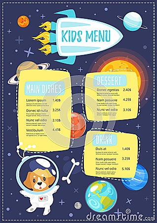 Children menu meal template. Vector Illustration