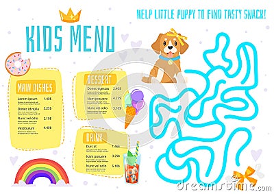 Children menu meal template. Vector Illustration