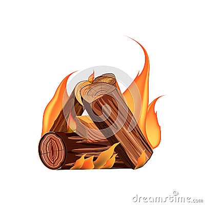 Vector cartoon style illustration of bonfire.Burning woodpile. Vector Illustration