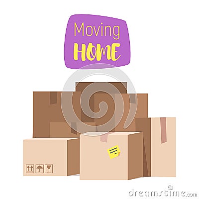 Vector cartoon style illustration of closed paper boxes. Vector Illustration