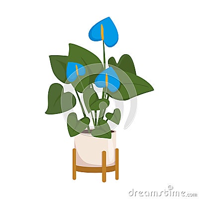 Vector cartoon style illustration potted house plant Vector Illustration