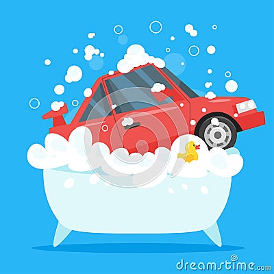 Car wash concept. Vector Illustration