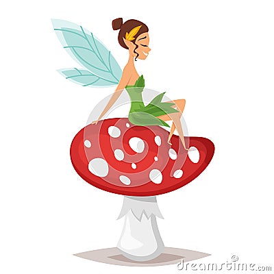 Vector cartoon style illustration of smiling fairy Vector Illustration