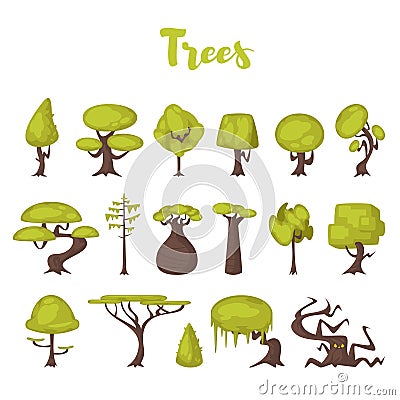 Trees for game backgrounds Vector Illustration