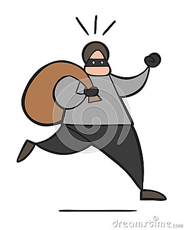 Vector cartoon thief man with face masked Vector Illustration