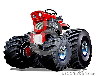 Vector Cartoon Tractor Vector Illustration