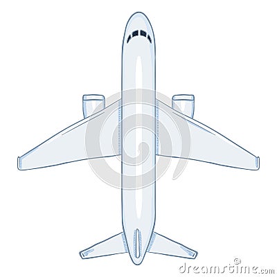 Vector Cartoon White Passenger Airplane. Commercial Aviation Aircraft. Vector Illustration