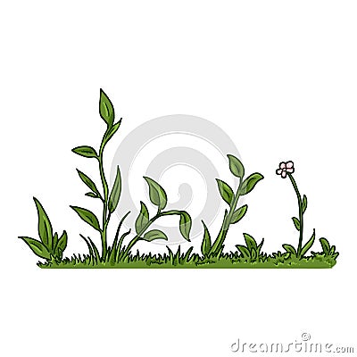 Vector Cartoon Wild Growth Green Grass Vector Illustration