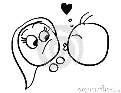 Vector Cartoon of Woman Resisting the Kiss from Man in Love Vector Illustration