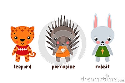 Vector cartoon zoo animals Vector Illustration