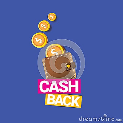 Vector cash back icon with coins and wallet Vector Illustration